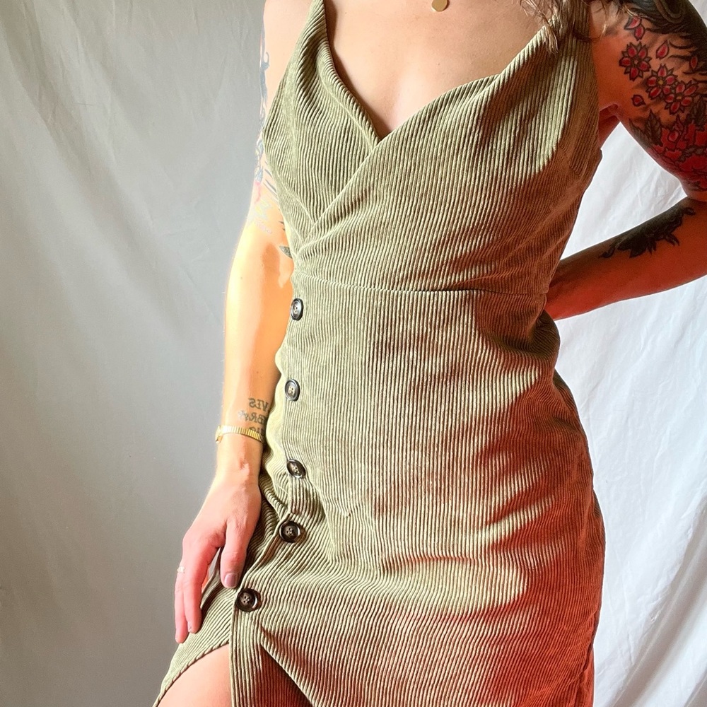 Lulus Green Corduroy dress